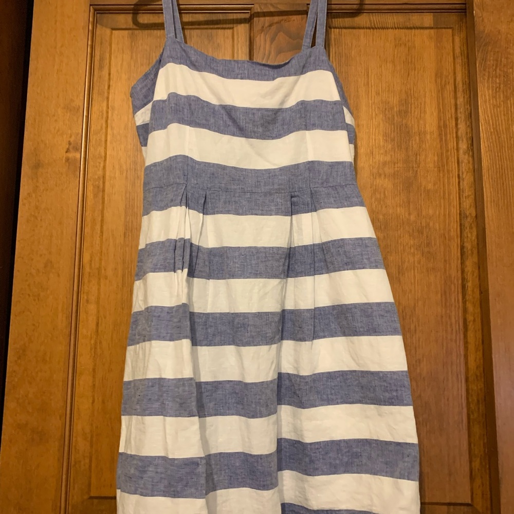 Loft Linen blue and white dress